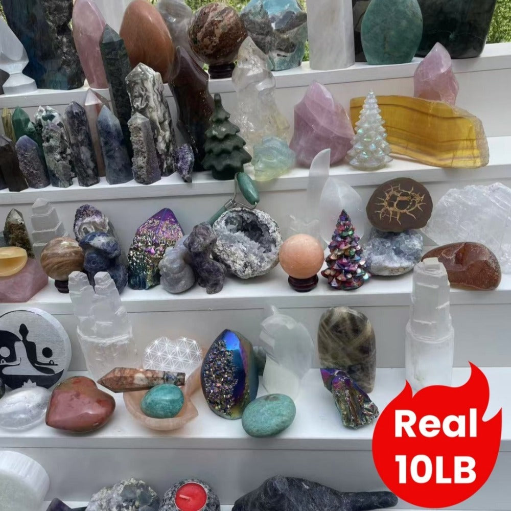 10LB Mixed Crystals Bulk Lot Natural Gemstones Towers Spheres Clusters Rough Stones Healing Crystals Collection Gift Set Decorative Specimens Wholesale