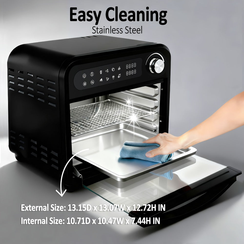 Air Fryer Toaster Oven Combo 15QT Extra Large, 360¡ã Convection, LED Digital Display, Precise Temperature Control ¨C Stainless Steel Interior, 5 Accessories, Healthy Low-Oil Cooking for Family Kitchen