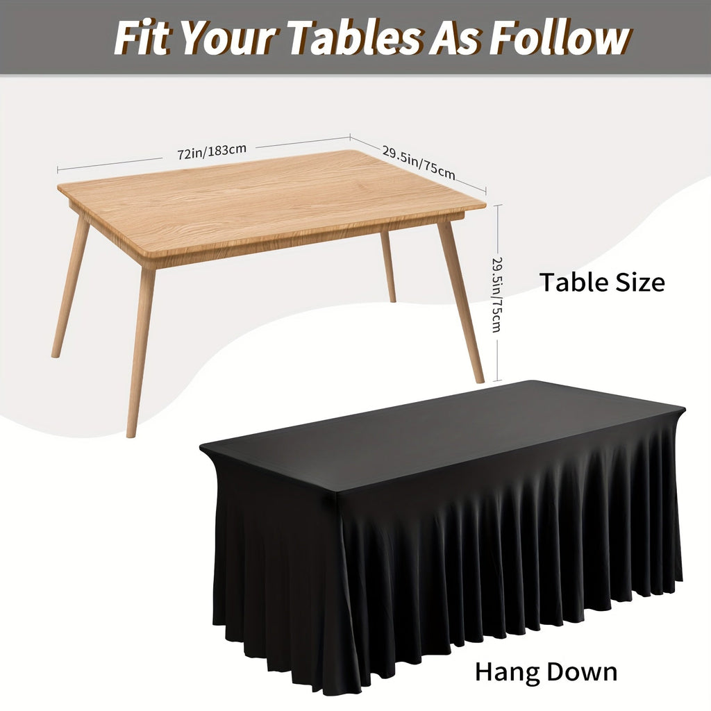 Table Skirts Tulle Table Cloth Rectangle 4ft 6ft Black White Non-Woven Fabric Table Skirt for Birthday Party Graduation Wedding Family Dinner Christmas Holiday Decoration