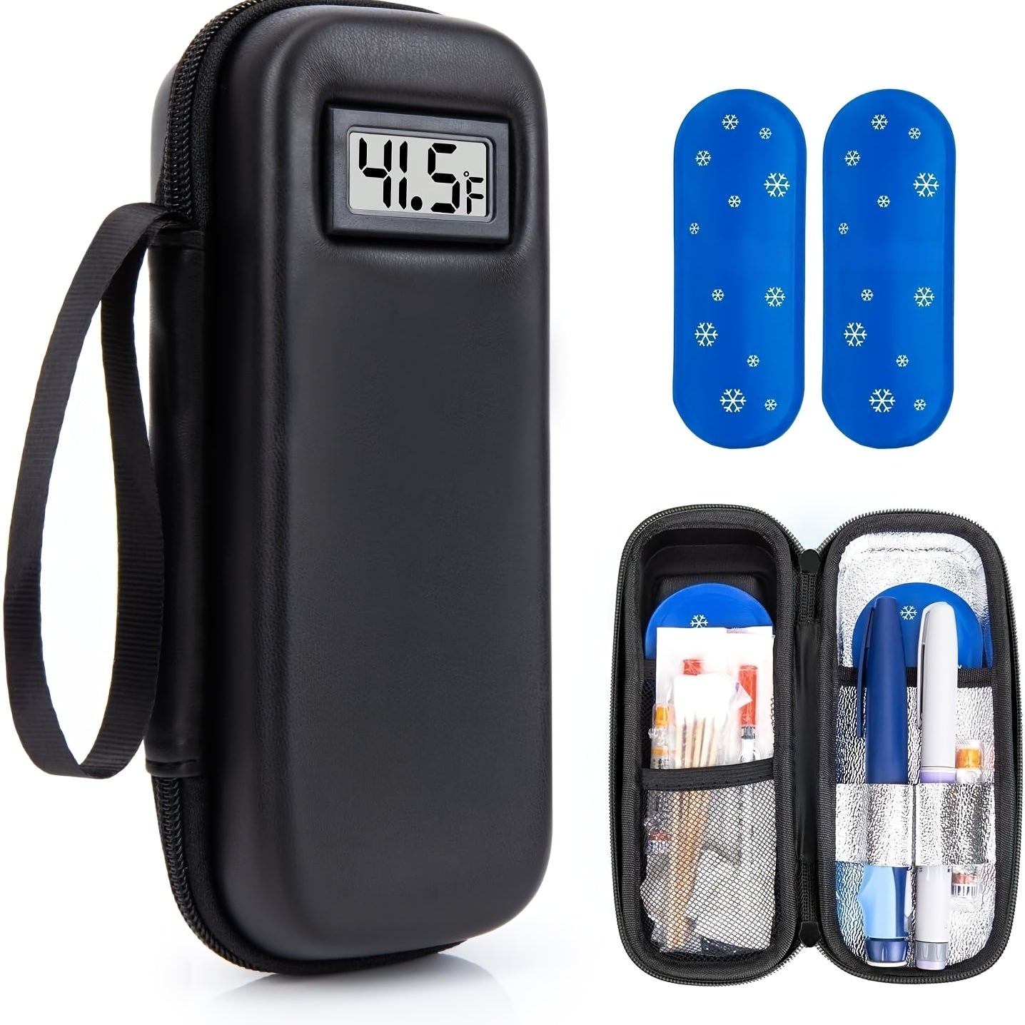 Insulin Cooler Travel Case with Temperature Display ¨C Portable Diabetic Medication Bag with 2 TSA Approved Ice Packs for Insulin Pens, Vials & Diabetic Supplies, Keeps Insulin Cold Up to 12 Hours