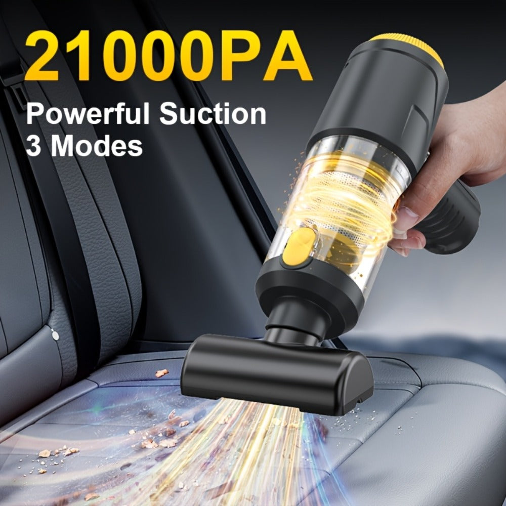 Car Vacuum Cordless 21000Pa Powerful Handheld Wireless 6000mAh USB Rechargeable with Attachments for Car Home Office Pet Hair Deep Cleaning