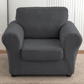 Armchair Slipcover 2pcs Set Jacquard Leaf Texture Stretch Chair Cover with Seat Cushion Cover Spandex Non-Slip Elastic Removable Washable Sofa Couch Cover for Living Room Dining Room Hotel Home Decor