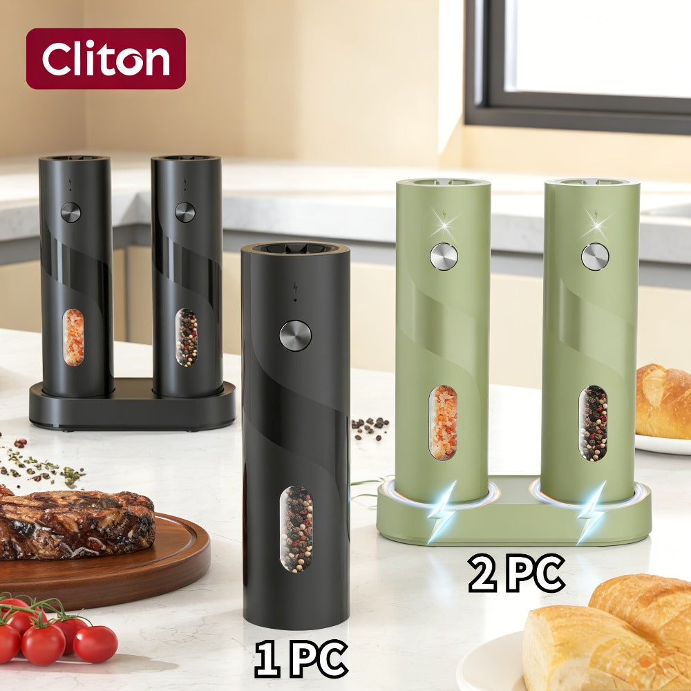 Electric Salt and Pepper Grinder Set ¨C Rechargeable Automatic Mills with LED Light, Adjustable Coarseness & 3.72oz Capacity for Home Kitchen, BBQ, Restaurant & Outdoor Entertaining