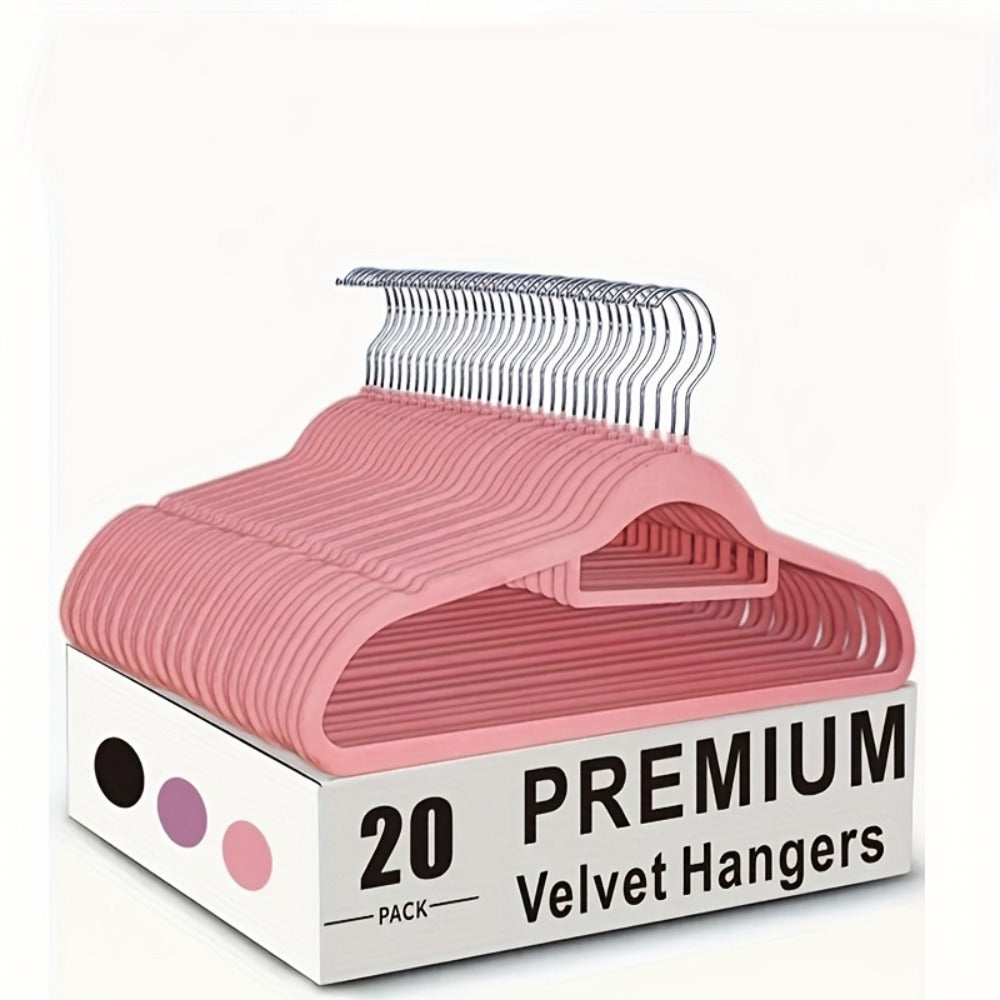 Velvet Hangers Non-Slip Slim Space Saving Clothes Hangers, Premium Flocked Suit Hangers for Closet Organization, Ultra Thin Strong Coat Hangers for Shirts Dresses Pants, 20 or 50 Pack Black Beige Pink