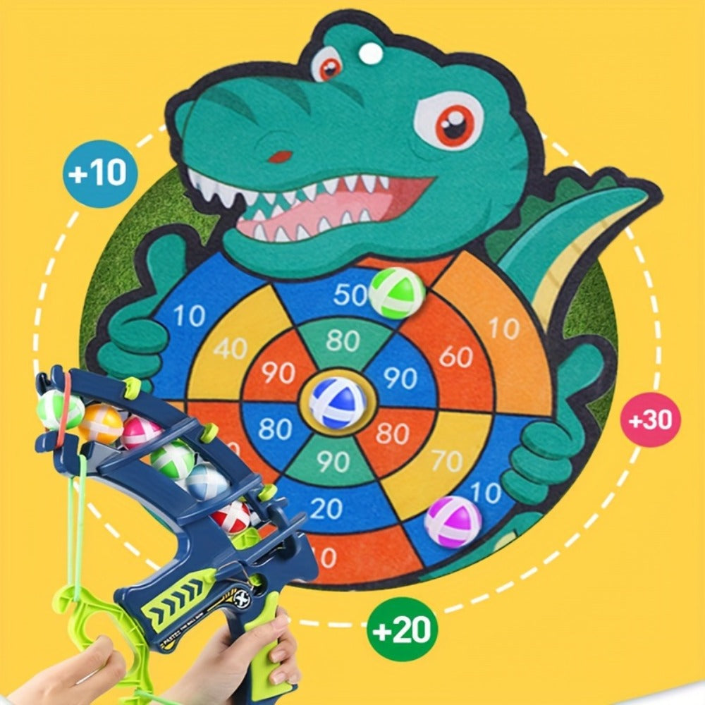 Dinosaur Sticky Target Ball Set with Blue Bow ¨C Multiple Game Modes, Party Favor for Kids, Safe & Durable Fun Toy Gift for Her & Him