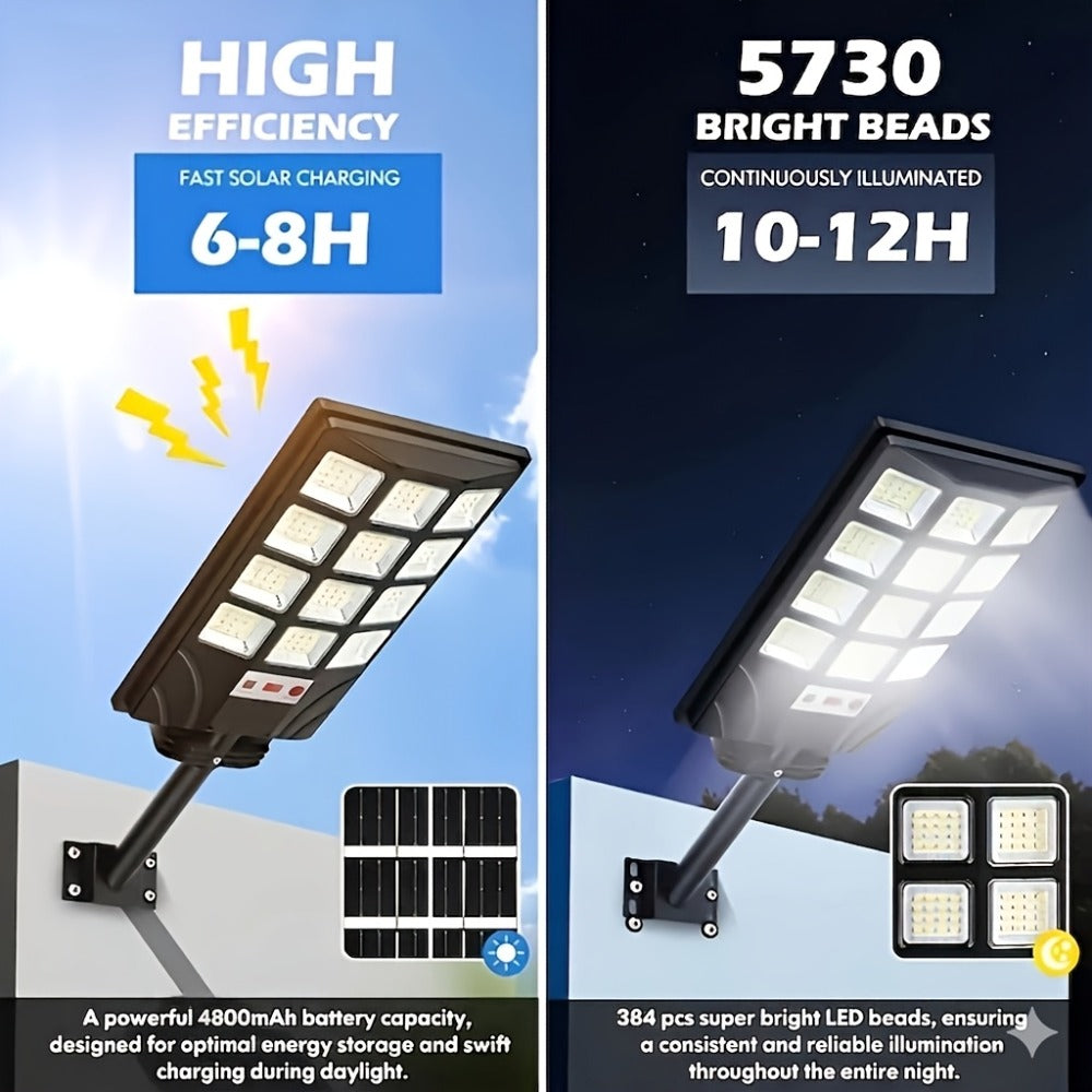 Solar Street Light Outdoor 400 LED ¨C 6500K Waterproof Sensor Flood Light with Remote Control, Dusk to Dawn for Commercial Area, Parking Lot & Night Security Lighting (2 or 4 Pack)
