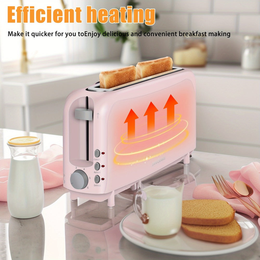 2-Slice Toaster Slim Ultra-Thin Design ¨C 6 Browning Settings, 10¡± Long Slot, Reheat & Defrost Functions, Auto Shut-Off, Removable Crumb Tray, 6 Colors Available