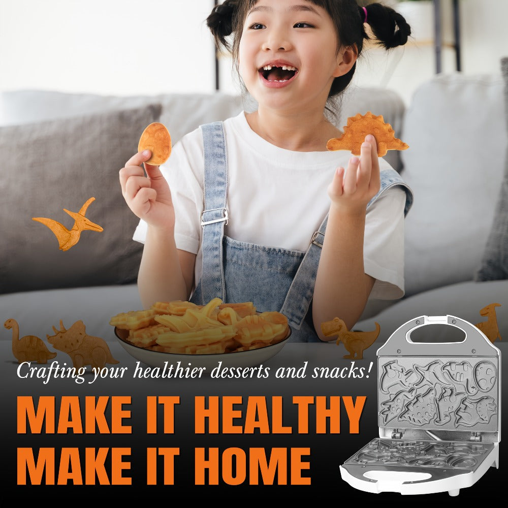 Dinosaur Waffle Maker Electric ¨C 8 Dino Shapes Non-Stick Pancake Maker for Kids | Also Available in Car & Monster Designs