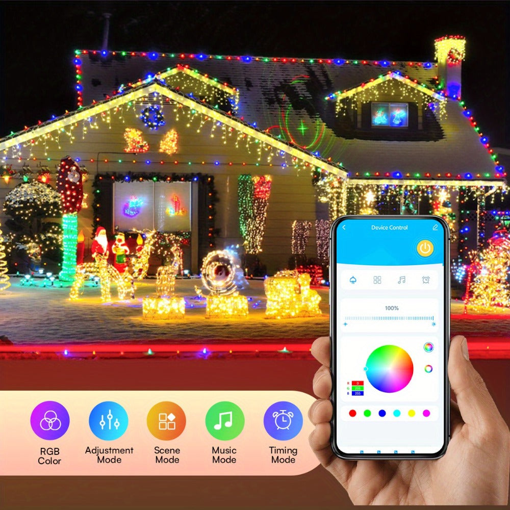 RGB Smart Fairy String Lights with App & Remote Control, Music Sync, IP65 Waterproof, USB Powered Multicolor LED String Lights for Bedroom, Outdoor, Christmas, Party, Wedding Decoration