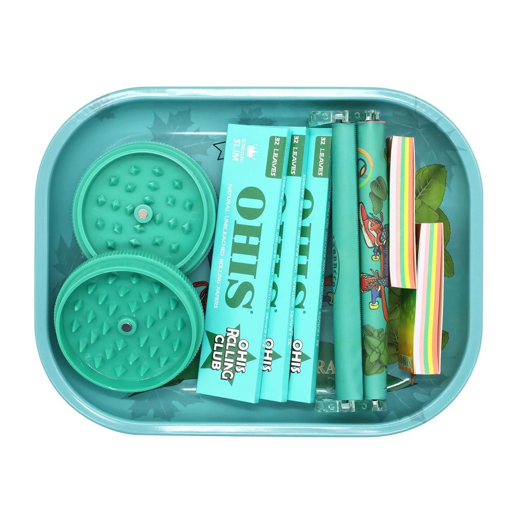 Rolling Tray Set with Grinder Rolling Papers Filter Tips Cigarette Maker - Complete Smoking Accessories Kit Gift Set for Valentine's Day