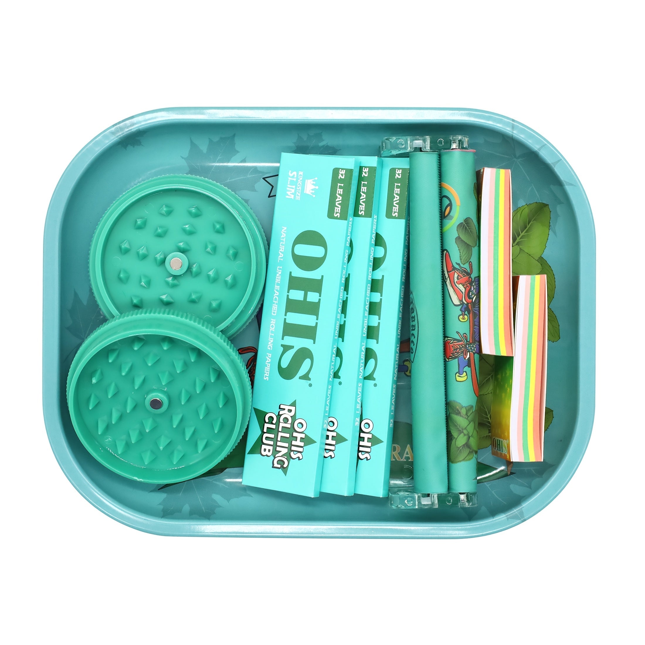 Rolling Tray Set with Grinder Rolling Papers Filter Tips Cigarette Maker - Complete Smoking Accessories Kit Gift Set for Valentine's Day