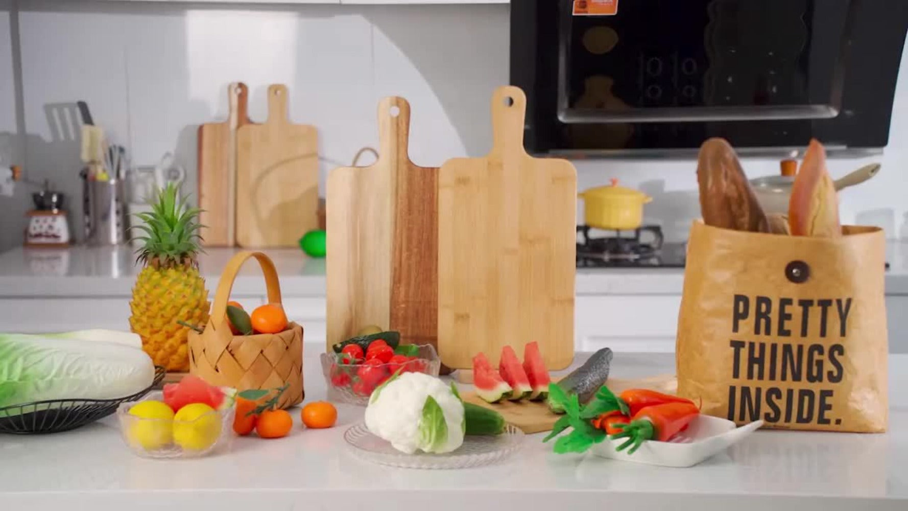 Acacia Wood Cutting Board Set with Handle ¨C Large 15.7x7.8 Inch Kitchen Chopping Boards for Vegetables, Meat & Cheese, Dishwasher Safe, Durable Food Prep Board for Home Chefs, 5-Pack or 10-Pack
