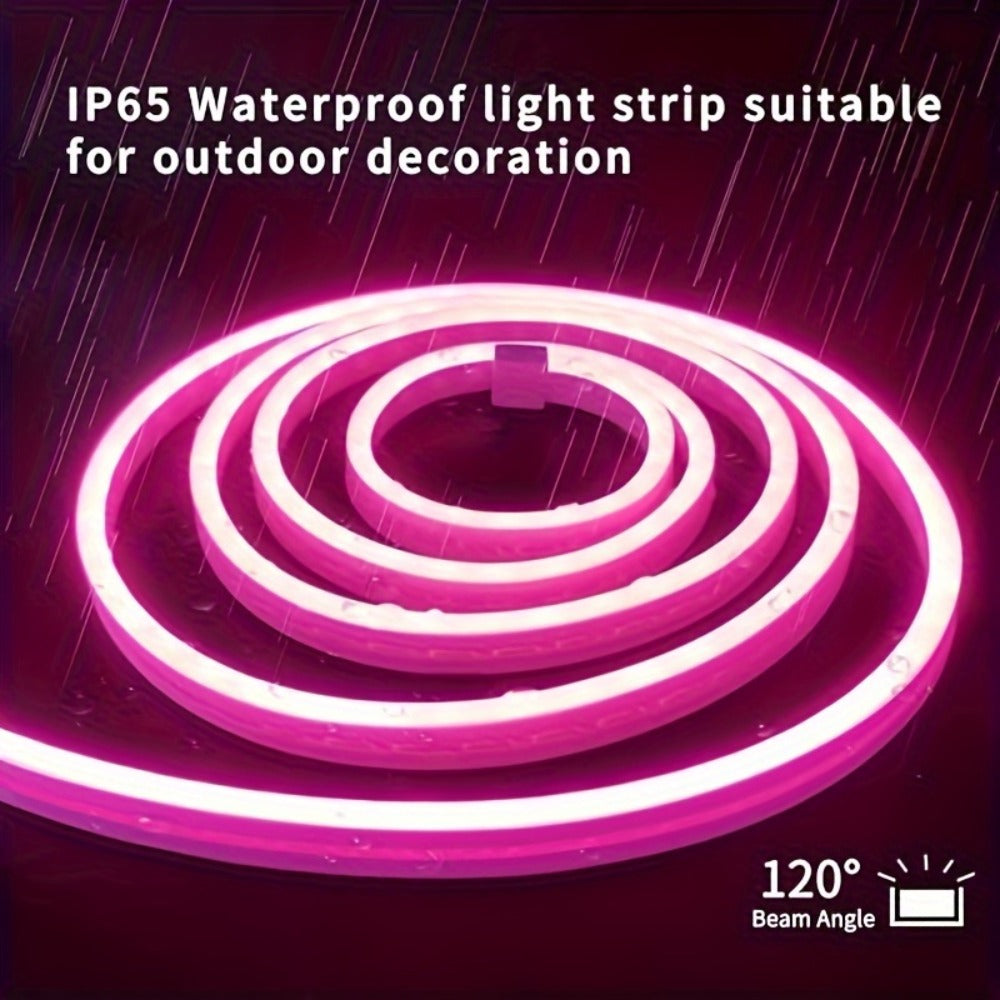 Neon LED Strip Lights 10m 32.8ft IP65 Waterproof with Power Adapter, 24V Flexible Neon Light Strip in White, Warm White, Ice Blue & Pink, for Bedroom, Living Room, Kitchen, Staircase, Indoor & Outdoor Decor