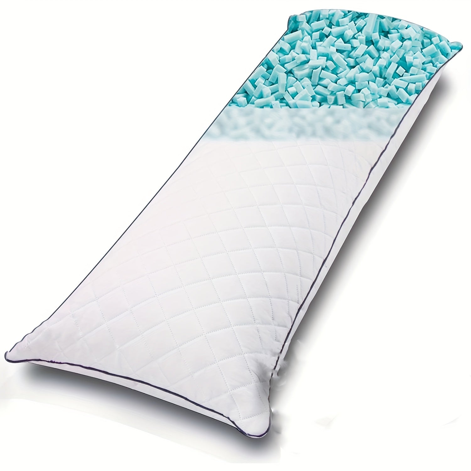 Body Pillow 20x54 Inch Cooling Memory Foam ¨C Full Body Pillow for Adults Side Sleepers, Firm Long Sleeping Pillow for Stomach Back Support, Pregnancy Pillow, Washable Cover, Grey White Pink