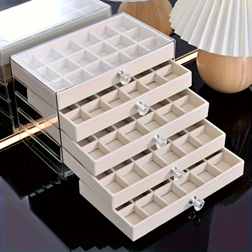 5-Tier Jewelry Box Organizer with Drawer Luxury Glam Storage