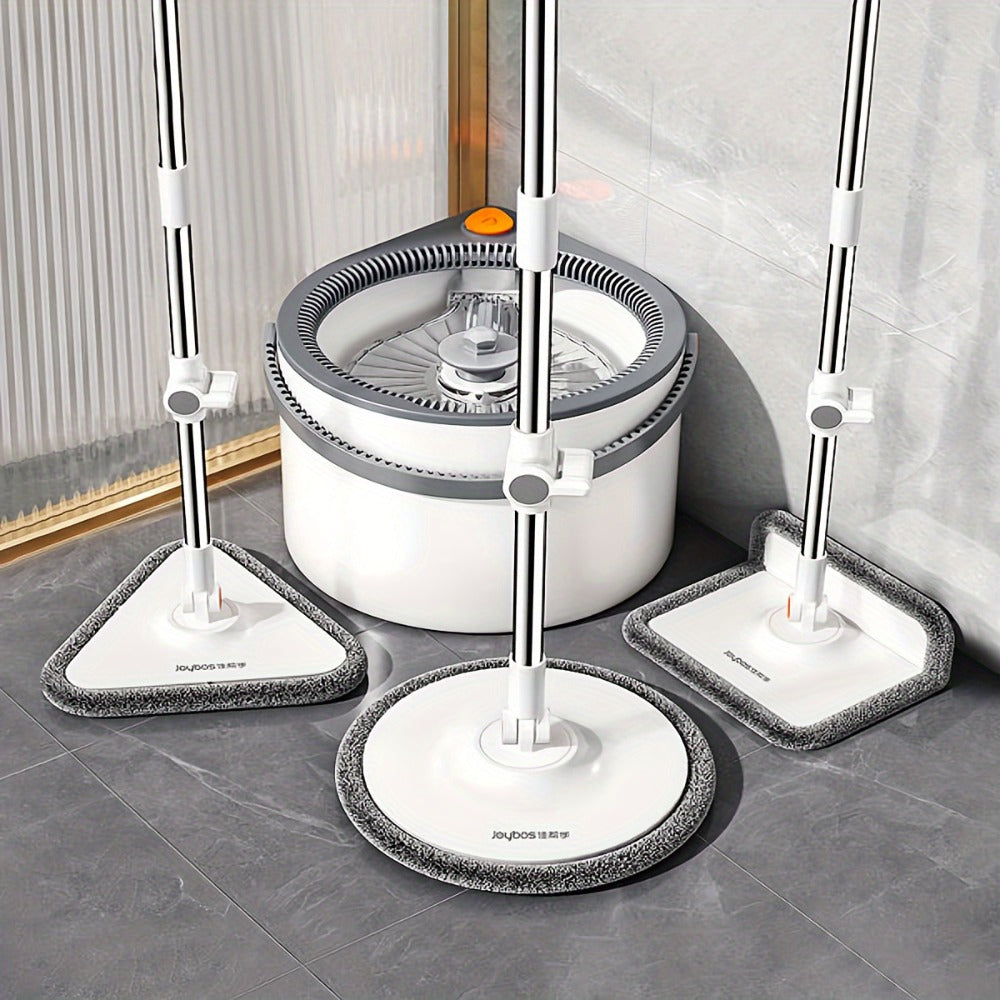 Spin Mop and Bucket Set with Wringer, Joybos Hands-Free Self-Wringing Rotating Floor Mop, Sewage Separation Design, 3 Mop Head Types, Dry & Wet Use for Home, Kitchen & Bathroom Floor Cleaning