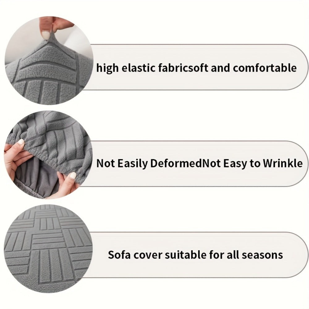 Sofa Cover Stretch Slipcover Universal Fit - Elastic Non-Slip Couch Cover Pet Friendly Machine Washable | Sofa Seat Cover Armrest Back Chaise Protector for Living Room Deep Gray Home Decor Furniture Cover