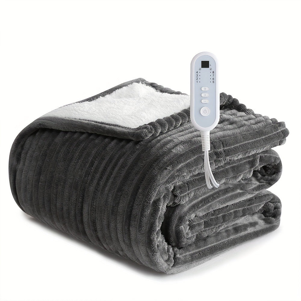 Electric Blanket with Temperature Control and Timer ¨C Extra Large Flannel Heated Blanket, 8 Levels 10-Hour Auto-Off, Machine Washable, PTC+NTC Overheat Protection, Throw Twin Full Queen King