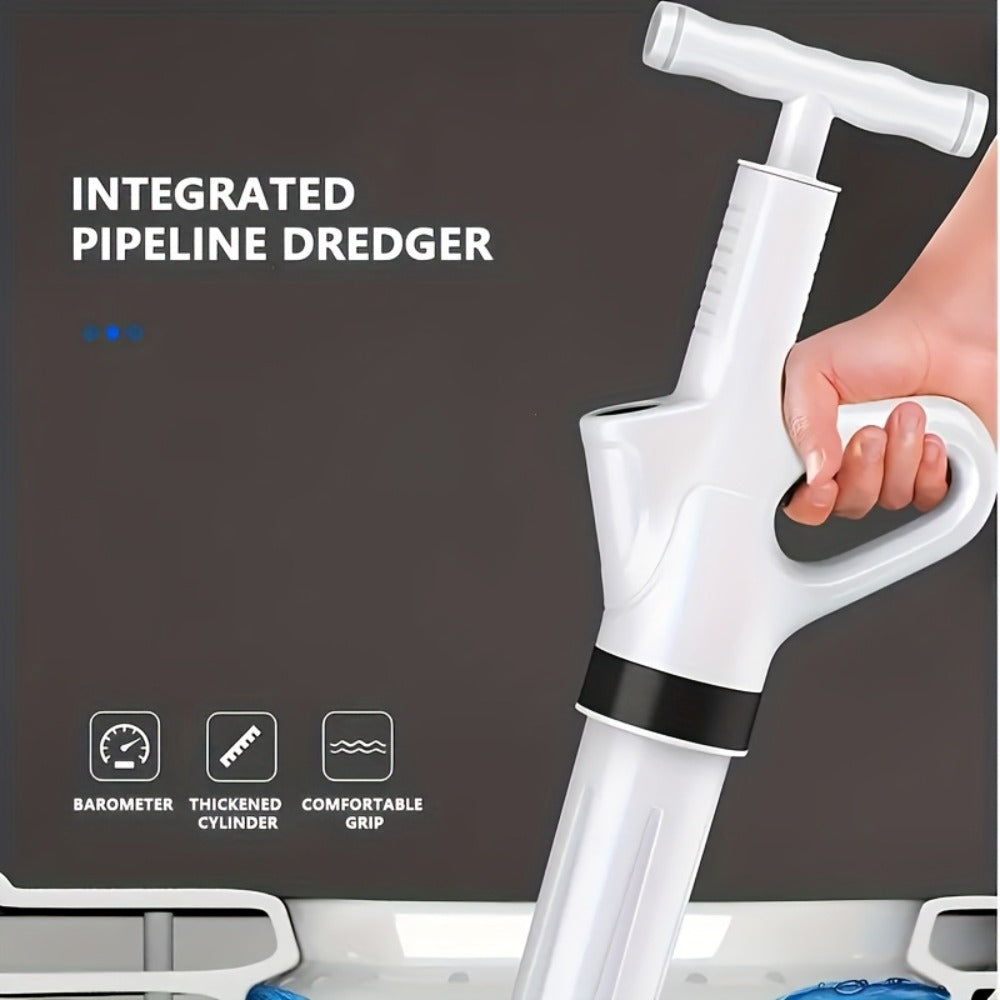 Heavy-Duty Drainage Spray Gun with Adjustable Pressure - Air Plunger Tool for Unclogging Toilets Sinks & Floor Drains, No Electricity Needed, Durable Plastic Design, 1pc White