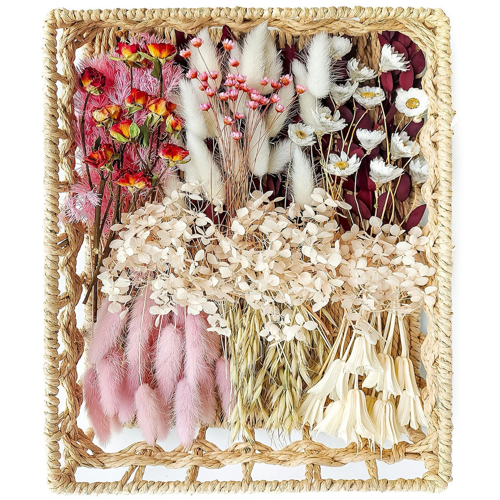 Dried Flower Bouquet with Pampas Grass - Boho Wedding Centerpiece Dried Floral Arrangement for Cake Table Boutonniere Groom Home Vase Decor Long Lasting Botanical Gift, Style 1 & 2