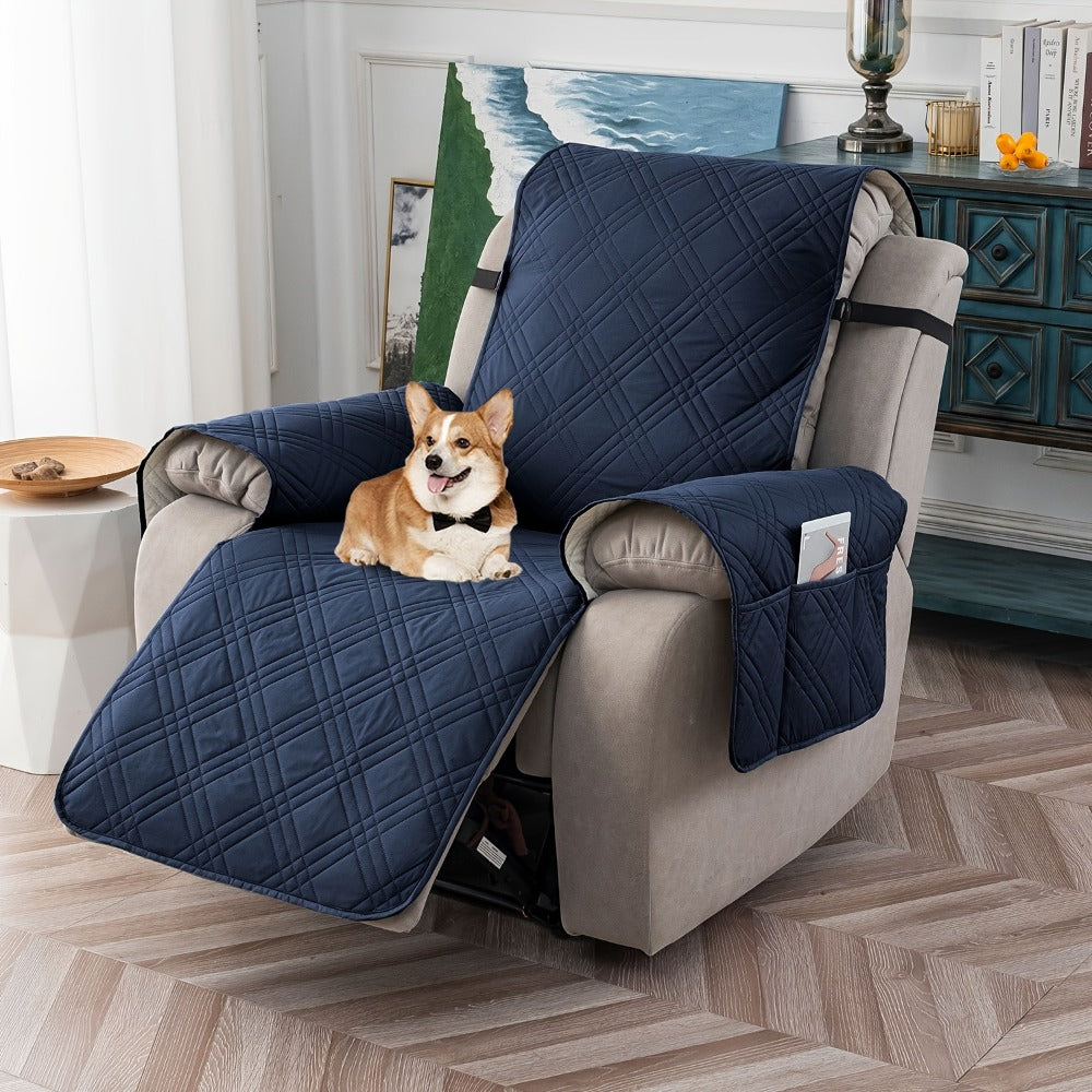 Recliner Chair Cover Waterproof Non-Slip Sofa Slipcover with Pocket Pet Scratch Resistant Washable Furniture Protector for Living Room Multiple Colors