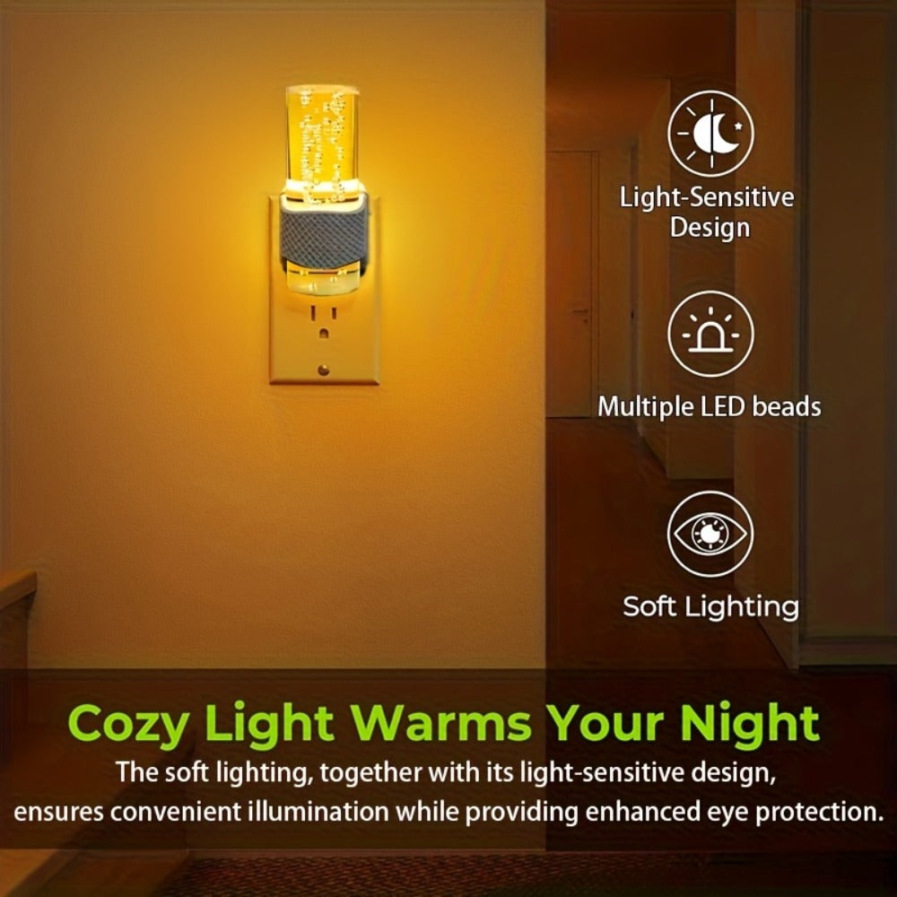 LED Plug-In Night Light with Dimmable 3000K Warm Light & Auto Sensor, 2 Pack for Hallway Bedroom