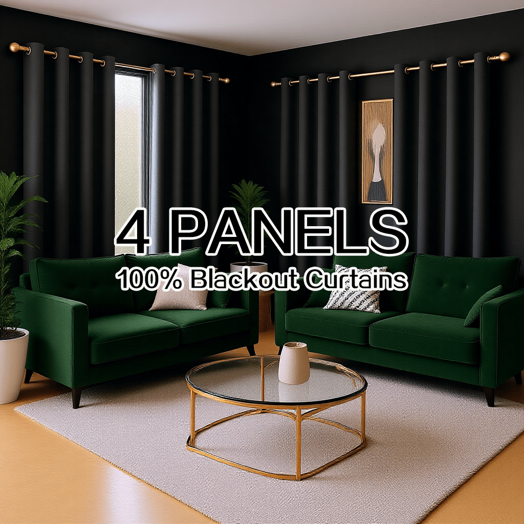 Blackout Curtains 4 Panels 100% Light Blocking Thermal Insulated Noise Reducing Grommet Window Curtains for Bedroom Living Room Balcony Multiple Sizes