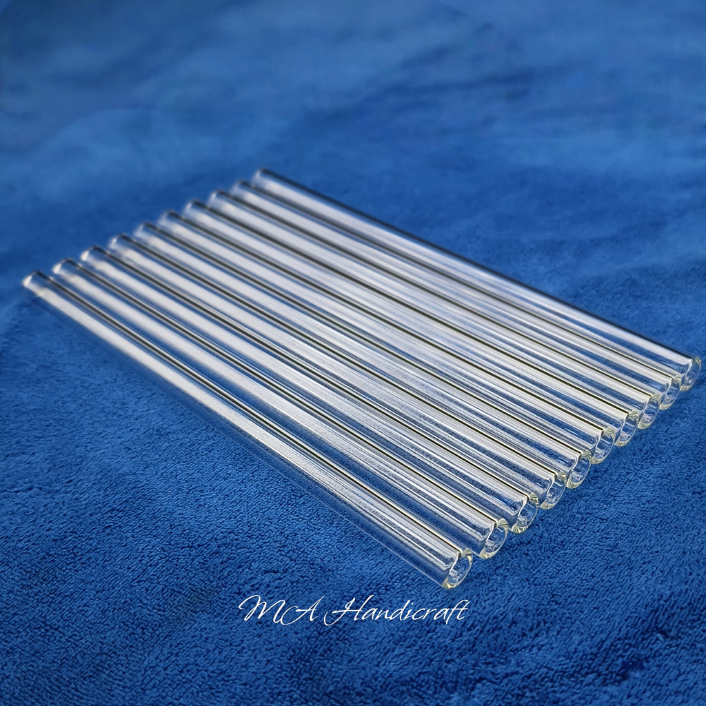 Borosilicate Glass Straws 10pcs Reusable Clear 12mm Wide, Heat Resistant 150¡ãC Dishwasher Safe, Glass Drinking Straws for Hot Cold Drinks Coffee Tea Smoothies Juice, 3 Sizes Available