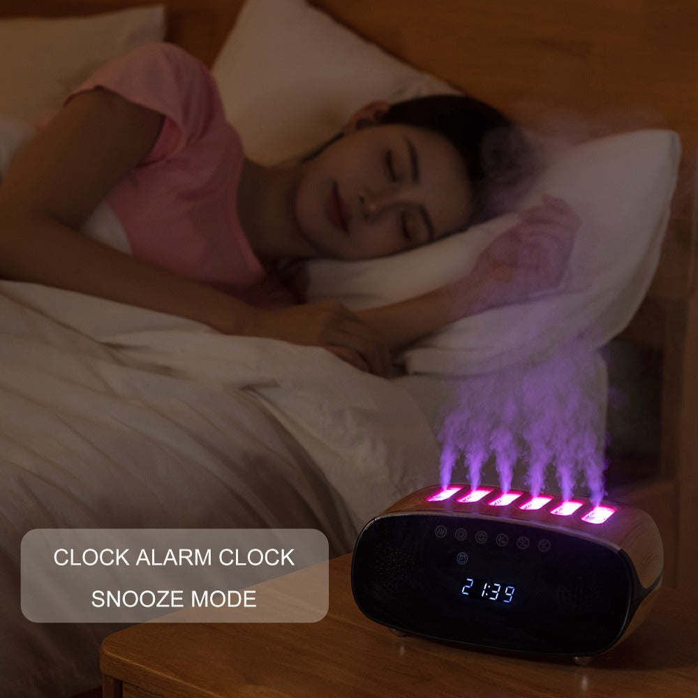 Humidifier with Bluetooth Speaker, LED Display & Alarm Clock - High Mist Output, Remote Control, Wood Grain Cool Mist Humidifier for Bedroom, Living Room & Home Office Decor