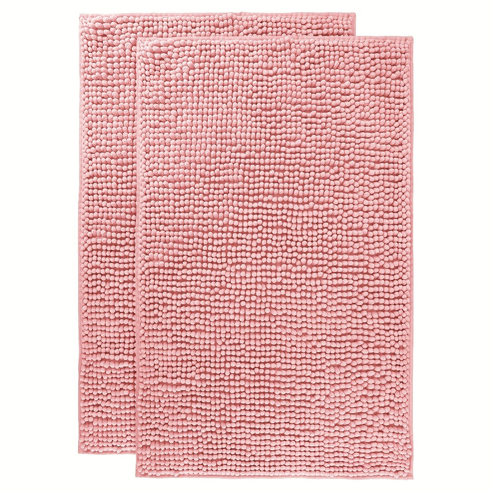 Chenille Bath Rug Extra Thick Soft Absorbent Non-Slip Bathroom Mat Machine Washable, Multiple Sizes & Colors
