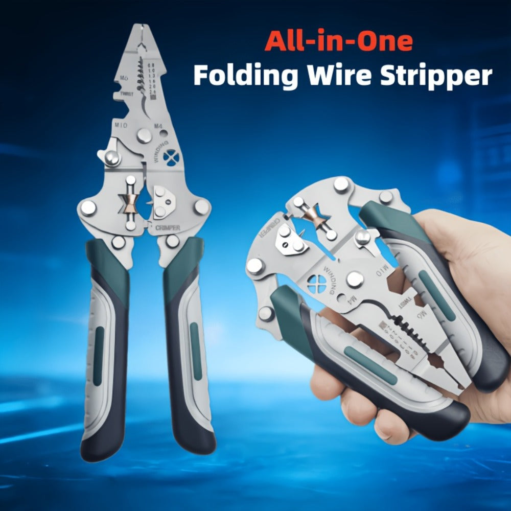 Wire Stripping Pliers 18-in-1 High Carbon Steel Foldable Ergonomic Electrician Tool Wire Stripper Cutter Crimper Puller for Home Electrical DIY Repair
