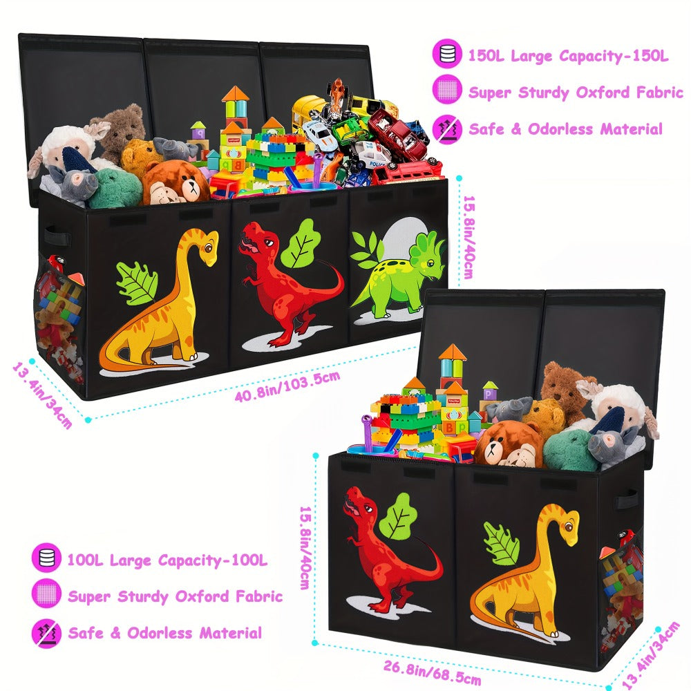 Kids Collapsible Storage Box with Lid Large Toy Chest Bin Organizer Durable Cardboard Flip Top Unicorn Dinosaur for Playroom Bedroom Nursery Boys Girls