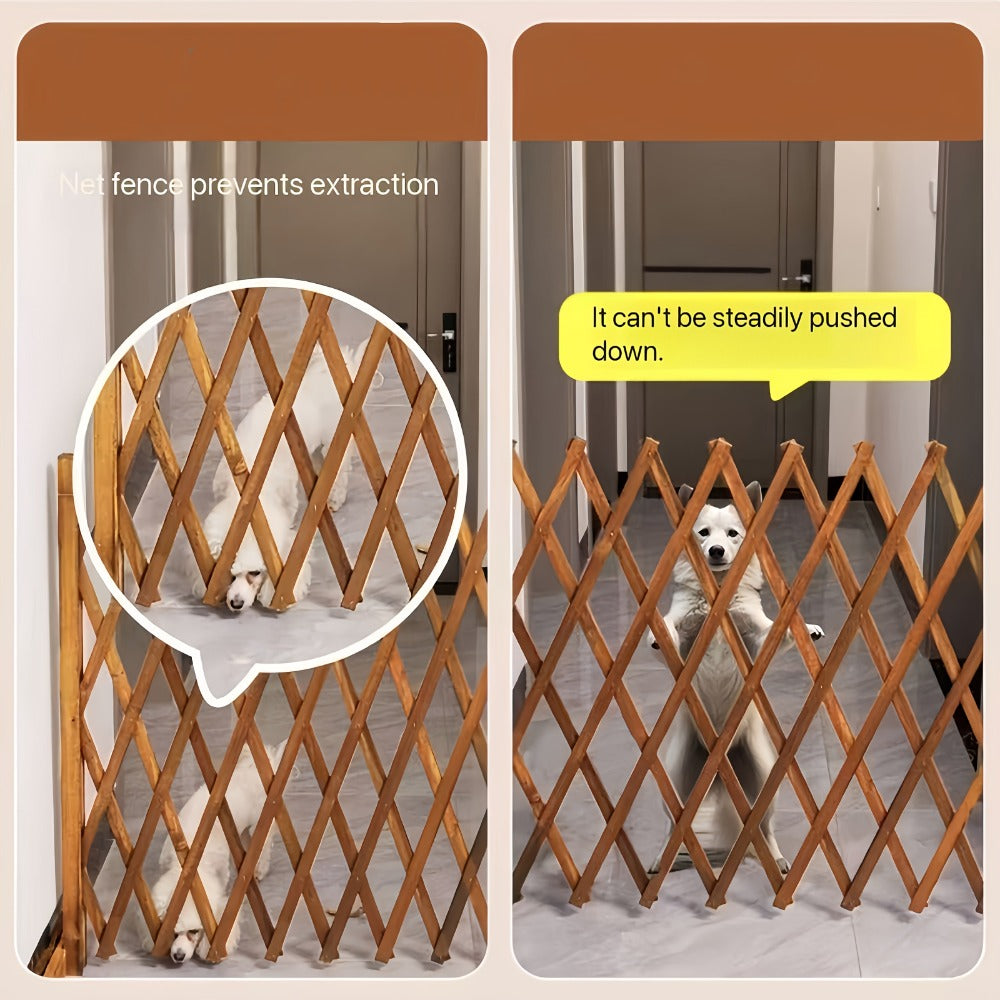 Expandable Wooden Pet Gate Fence Freestanding Retractable Indoor Outdoor Safety Barrier for Dogs Cats - Dark Style Thickened Wood Yard Garden Play Area Divider 27.56 Inch and 35.43 Inch Height Options