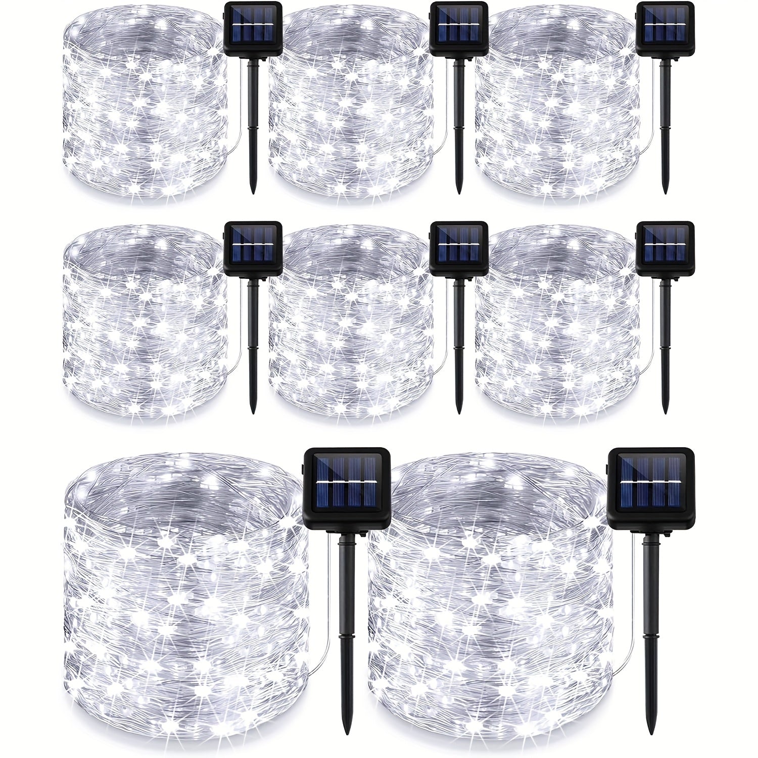 Solar Fairy String Lights Outdoor ¨C 110 LED Copper Wire Solar Twinkle Lights with 8 Modes & Touch Control for Christmas Tree, Garden, Patio, Wedding & Party ¨C 2, 4 or 8 Pack