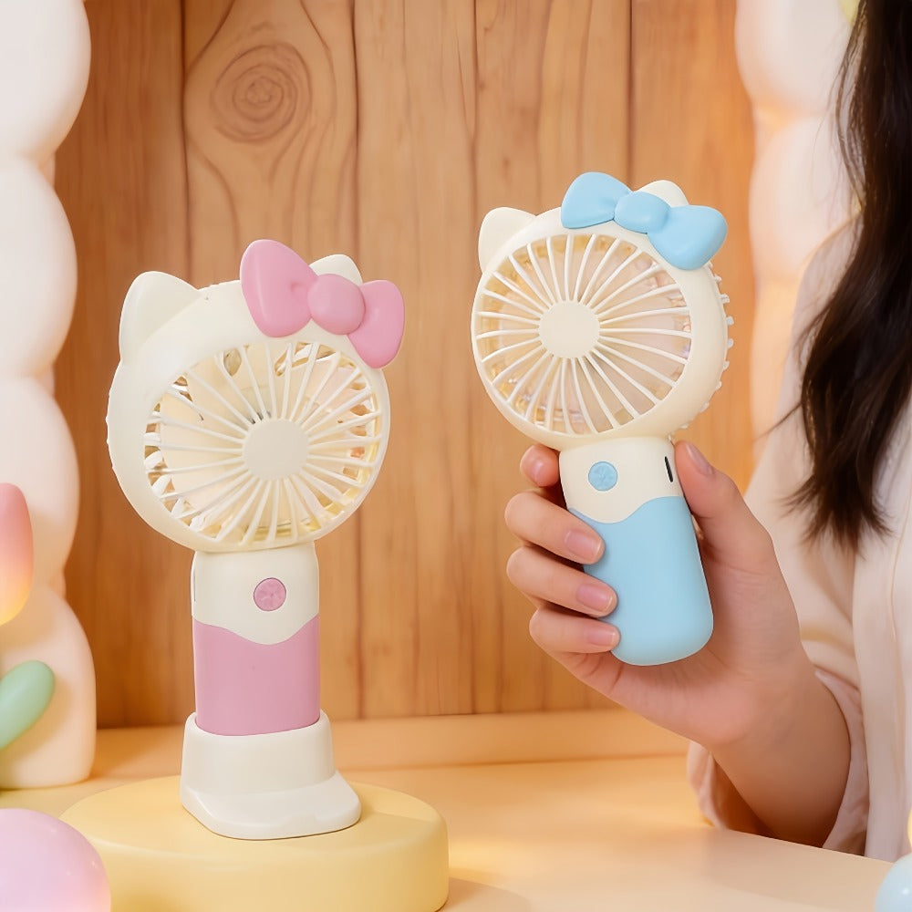 Hello Kitty Mini Fan USB Rechargeable Handheld Portable | Cute Sanrio Detachable Desktop Electric Fan for Girls Kids | 2-in-1 Handheld & Desk Fan for Travel Office School Home | Blue Pink Purple