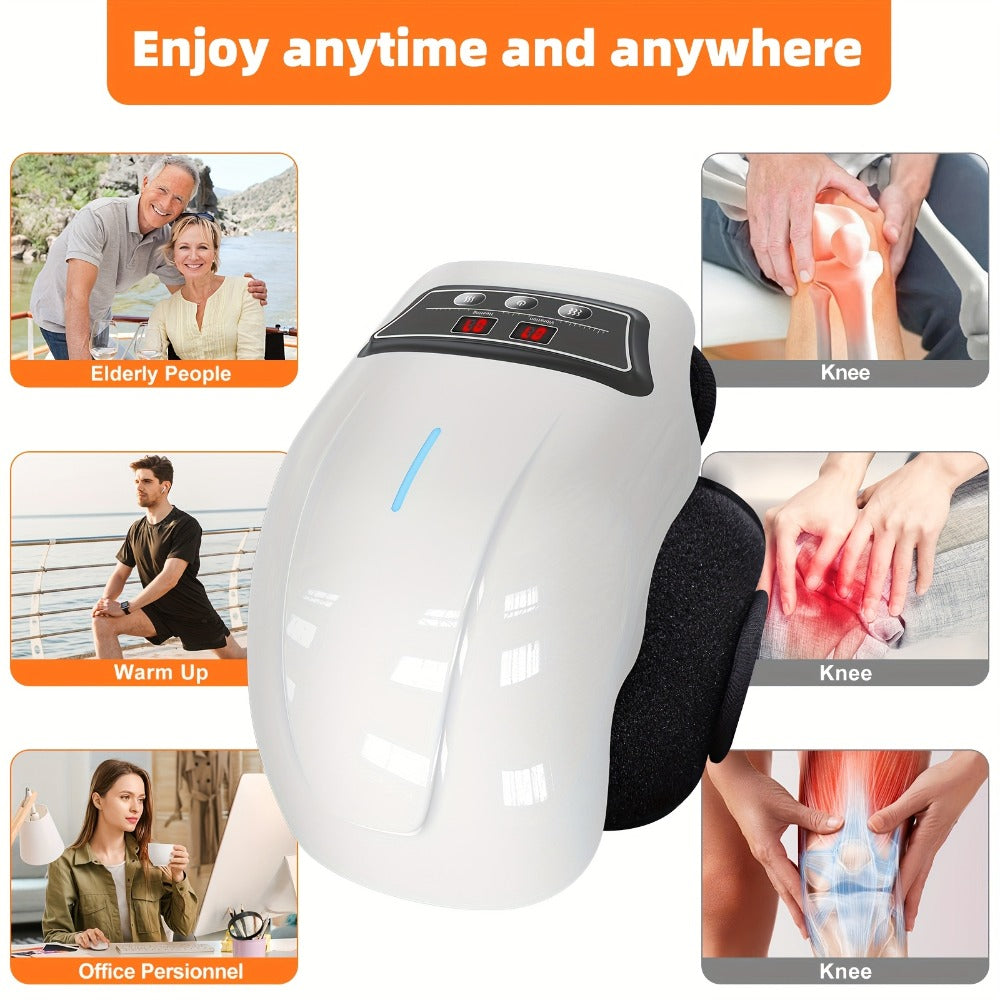 Knee Massager with Heat - 9 Heating Modes & 9 Vibration Speeds, Cordless Electric Knee Brace Massager with Adjustable Straps for Joint Pain Relief, Arthritis, Muscle Recovery, Gift for Mom Dad