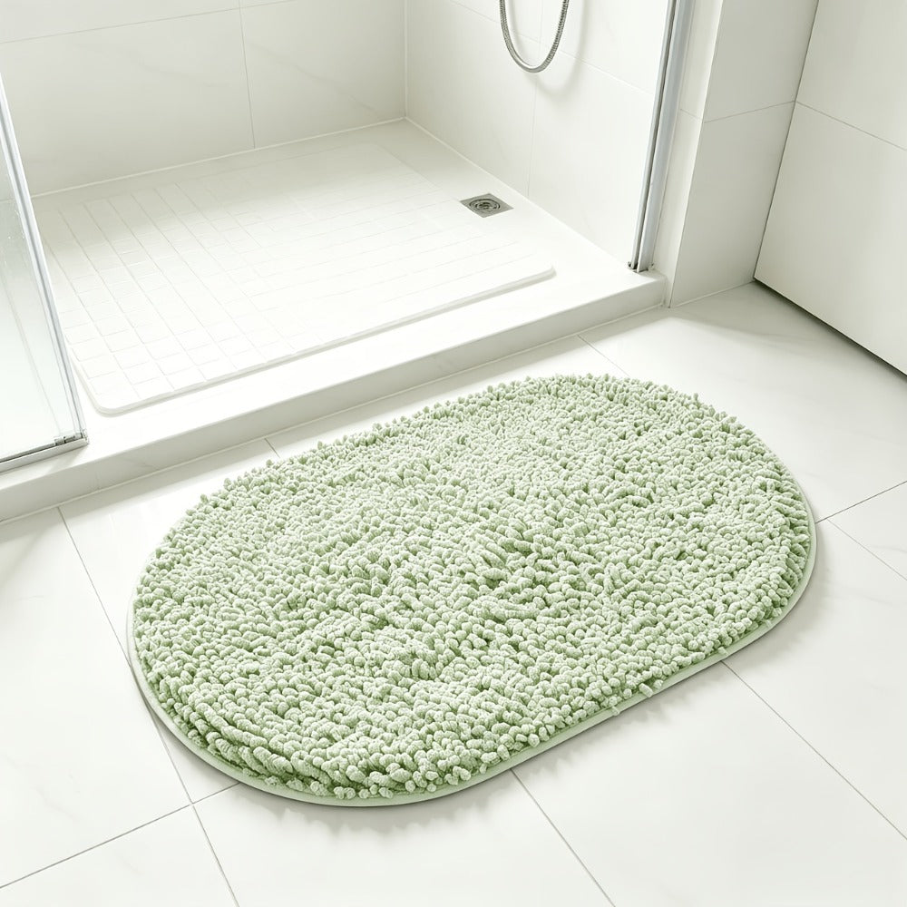 Chenille Bath Mat Non-Slip Super Absorbent Oval Bathroom Rug Soft Plush Carpet for Bathroom Kitchen Bedroom Entryway Indoor Outdoor Pet Dog Mat Machine Washable Multi-Color Multi-Size