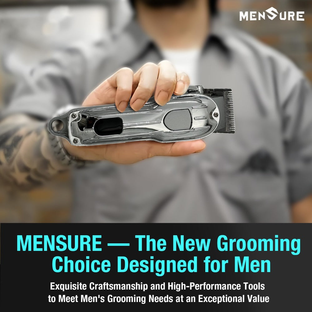 Professional Hair Clipper & Beard Trimmer Set - MENSURE Cordless 6000RPM Hair Cutting Kit with T-Blade Trimmer, 7 Guide Combs, LED Display & Type-C Fast Charging, Barber Kit for Men Home & Salon Use