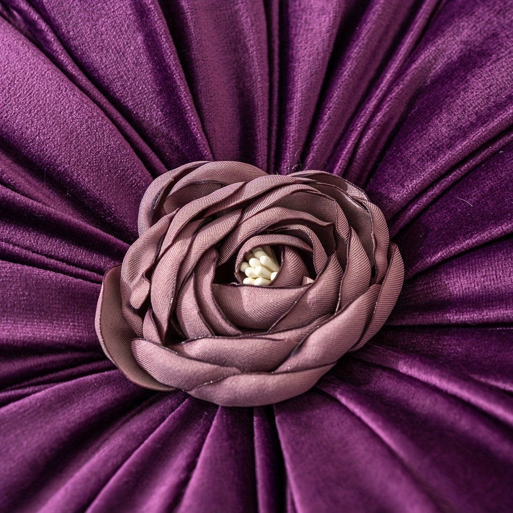 Velvet Flower Shaped Throw Pillow with Pillow Core Elegant Round Cushion Soft Luxury Floral Pillow for Sofa Bed Living Room Bedroom Decor Christmas Gift Hand Wash