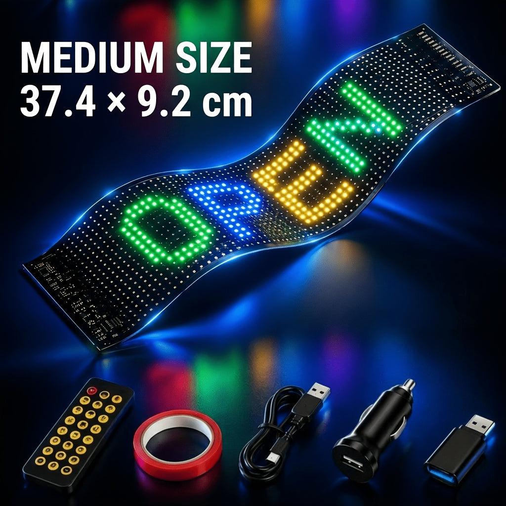 Programmable LED Sign ¨C Flexible Matrix Display with App Control, Custom Text & Animations, Music Sync, USB Powered LED Panel for Bedroom Decor Store Window Business Display (3 Sizes)