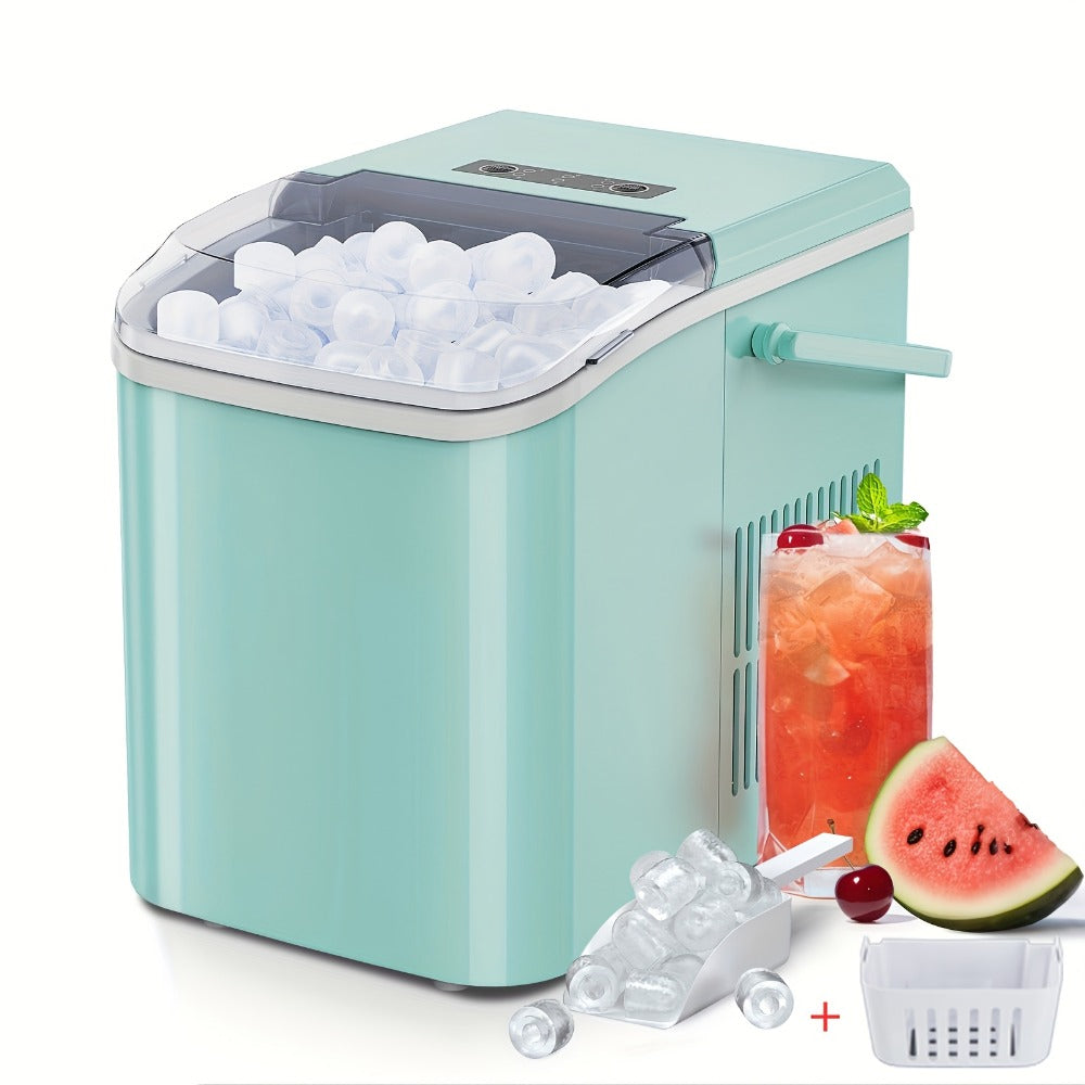 Countertop Ice Maker Machine Portable 9 Bullet Ice Cubes in 6 Minutes 26.5 Lbs Per 24 Hours 1.5L Water Tank Self-Cleaning with Handle Basket Scoop for Home Kitchen Office Bar Party Camping RV