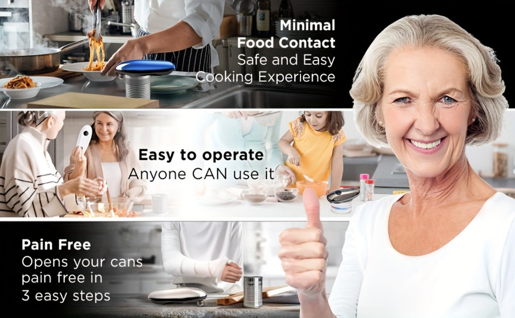 Electric Can Opener One Touch ¨C Automatic 360¡ã Rotation for All Can Sizes, Smooth Safe Edge, Battery Operated, Ideal for Seniors & Arthritic Hands, Kitchen Gadget