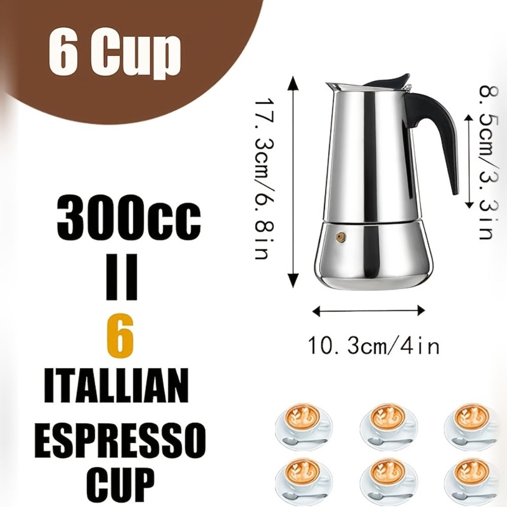 Moka Pot Stovetop Espresso Maker Stainless Steel Induction Compatible 2 4 6 9 12 Cup Italian Coffee Maker with Reusable Filter for Cuban Greek Coffee