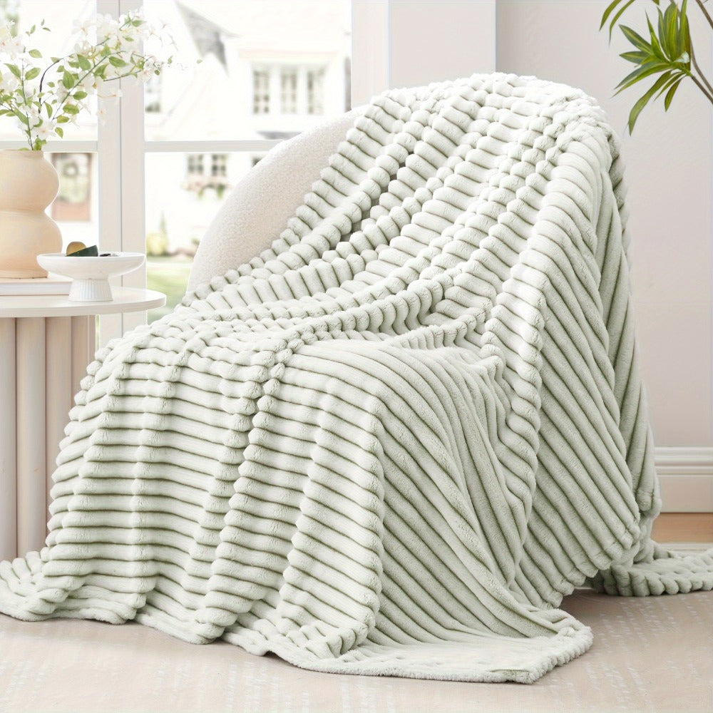 Jacquard Knit Checkered Blanket ¨C Soft Cozy Fluffy Plaid Throw for Couch, Bed & Sofa, All Seasons, 4 Colors, Throw to King Size