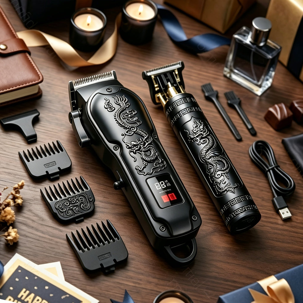 USB Precision Hair Clipper Set for Men ¨C Wireless Electric Clippers & Nose Trimmer Shaver, 2/4pcs Professional Cordless Grooming Kit for Personal Use, Hairdressing & Barber Gift