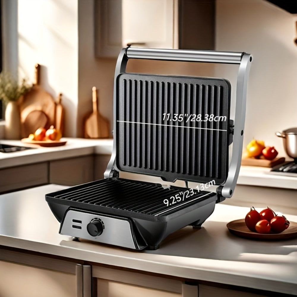Panini Press Grill 3-in-1 Electric Indoor Grill with Non-Stick Plates - 180¡ã Flat Grill Sandwich Maker with Floating Hinge Grease Tray Temperature Control, Compact Countertop Grill for Home Dorm Office