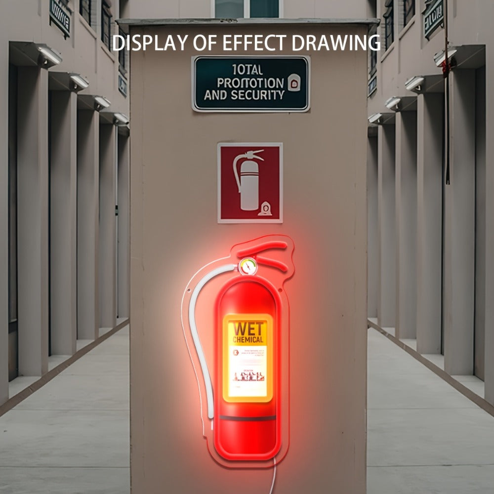 Neon Sign USB Powered Retro Wall Hanging Light - UV Reactive LED Art Decor with Switch Control for Bedroom Bar Man Cave Game Room Festival Party Decor Gas Tank Fire Extinguisher Design