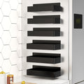 Magnetic Spice Rack Wall Mounted No Drill 6-Piece Set Heavy Duty Magnetic Storage Shelf for Refrigerator Microwave Washer Dishwasher - Kitchen Bathroom Coffee Bar Organizer Black White