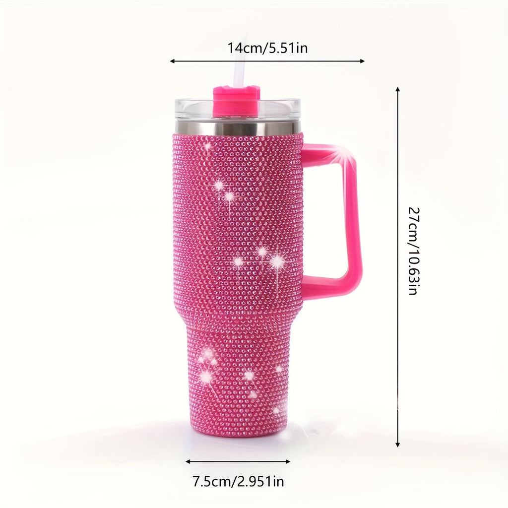 40oz Rhinestone Tumbler Insulated Stainless Steel Travel Cup - Diamond Glitter Design, Hot & Cold Drinks, Multiple Colors, Birthday Christmas Gift