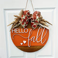 Hello Fall 3D Door Hanger ¨C Autumn Harvest Pumpkin Wheat Bow Fall Wreath Door Sign Seasonal Home Decor